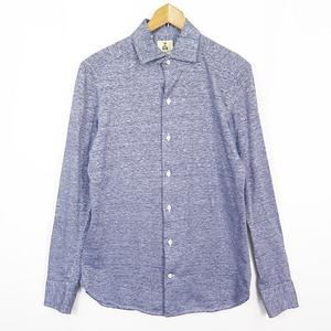 ギローバー GUY ROVER イタリアンカラーシャツ コットン 長袖 M ネイビー系 2sa7245 メンズ