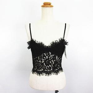 未使用品 アースミュージック&エコロジー EARTH MUSIC & ECOLOGY キャミソール レース ショート丈 F ブラック ※EKM レディース