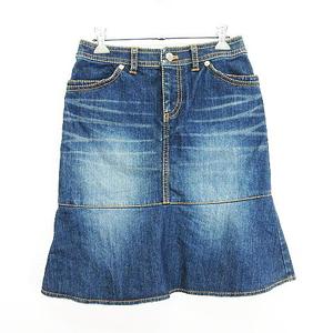 エフデ ef-de スカート ボトムス デニム ひざ丈 マーメイド ユーズド加工 ストレッチ 7 インディゴブルー ※EKM レディース