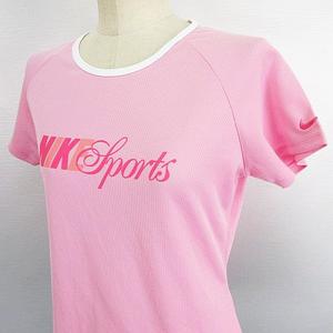 ナイキ NIKE Tシャツ カットソー 半袖 丸首 ロゴ M ピンク スポーツウェア ※EKM レディース