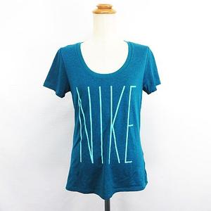 ナイキ NIKE Tシャツ カットソー 半袖 ラウンドネック DRI-FIT ロゴ L ブルー スポーツウェア ※EKM レディース