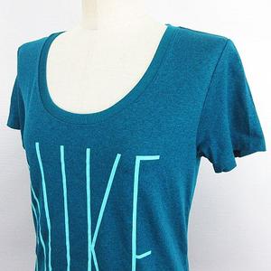 ナイキ NIKE Tシャツ カットソー 半袖 ラウンドネック DRI-FIT ロゴ L ブルー スポーツウェア ※EKM レディース