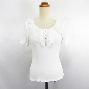 エフデ ef-de カットソー 半袖 ラウンドネック フリル ビジュー 9  ホワイト ※EKM レディース
