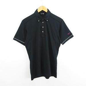 ミズノ MIZUNO GOLF ポロシャツ 半袖 ボタンダウン ロゴ M ブラック ※EKM メンズ