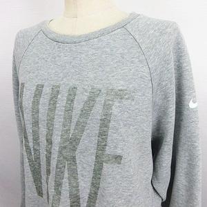 ナイキ NIKE トレーナー スウェット 長袖 クルーネック DRI-FIT ロゴ M グレー スポーツウェア ※EKM レディース