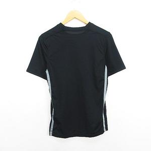 ナイキ NIKE Tシャツ カットソー 半袖 クルーネック ロゴ 切替 部分メッシュ S ブラック スポーツウェア ※EKM メンズ