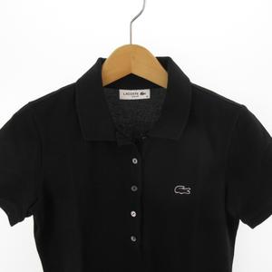 ラコステ LACOSTE ポロシャツ 半袖 黒ワニ ワッペン 黒 ブラック