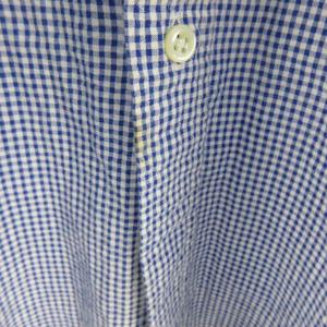 美品 ラルフローレン シアサッカー ギンガムチェック ボタンダウンシャツ ブルー POLO RALPH LAUREN ポロ ラルフ・ローレン メンズ クラシック