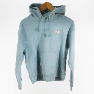 チャンピオン CHAMPION パーカー スウェット REVERSE WEAVE リバースウィーブ GF857 ワンポイント ロゴ 単色 青タグ 水色 ブルー S レディース