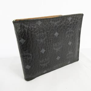 エムシーエム MCM 二つ折り財布 ウォレット 総柄 MXS6AV166 レザー 黒 ブラック 付属品あり メンズ
