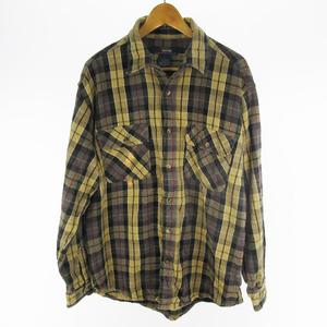 ファイブブラザー FIVE BROTHER 90’S USA製 ネルシャツ 長袖 チェック柄 ベージュ ブラック レッド L コットン ヴィンテージ オールド トップス メンズ
