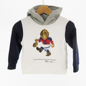 ポロ ラルフローレン POLO RALPH LAUREN 3/3Ｔ 100 キッズ 子供服 パーカー スウェット プルオーバー ベアー 熊 プリント ホワイト 白 紺 ネイビー グレー キッズ