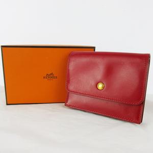 エルメス HERMES □Ａ刻印 セリエ コインケース 小銭入れ カードケース 財布 ウォレット ボックスカーフ レザー レッド 赤 ゴールド金具 レディース