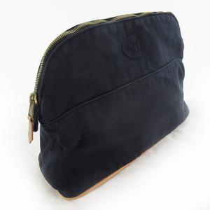 エルメス HERMES ボリード ポーチ MM キャンバス コットン レザー ネイビー 紺 化粧ポーチ 小物入れ バッグ 鞄 レディース