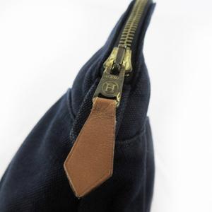 エルメス HERMES ボリード ポーチ MM キャンバス コットン レザー ネイビー 紺 化粧ポーチ 小物入れ バッグ 鞄 レディース
