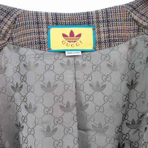 グッチ GUCCI アディダス adidas ノーカラーコート ロング 710398 刺繍 ウール ブラウン 茶 カーキ （株）ケリングジャパングッチディヴィジョン メンズ