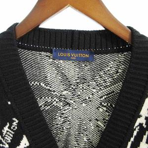 ルイヴィトン LOUIS VUITTON 23SS L シスルジャガード ウール ニット カーディガン ロゴ ブラック 黒 RM231 H56 HON98W ルイヴィトンジャパン(株) メンズ