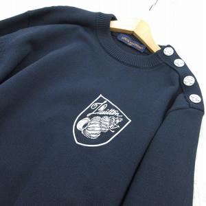 ルイヴィトン LOUIS VUITTON L フロント刺繍 ニット セーター サイドボタン RM242MM TBY HRN13W ネイビー 紺 コットン ルイヴィトンジャパン（株） 24AW メンズ