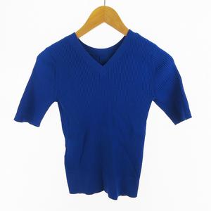 プラステ PLST Ｓ UVカット レーヨンブレンド ニット セーター 半袖 ロイヤルブルー 青 トップス レディース