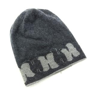 エルメス H総柄 帽子 ニット帽 カシミヤ ブラック×グレー エルメス H総柄 帽子 ニット帽 カシミヤ ブラック×グレー