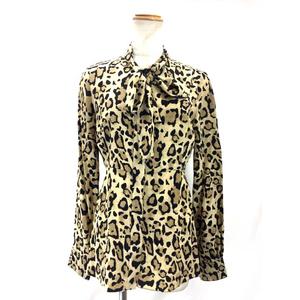 グッチ GUCCI シルクシャツ ブラウス 美品 ヒョウ柄 レオパード リボン 