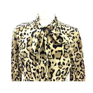 グッチ GUCCI シルクシャツ ブラウス 美品 ヒョウ柄 レオパード リボン 