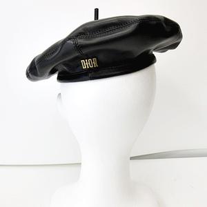 クリスチャンディオール Christian Dior 美品 ラムレザーベレー帽 羊革 