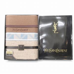 美品未使用　イヴサンローラン　カシミヤ入ウール毛布　ペイズリー柄 未使用品 イヴサンローラン YVES SAINT LAURENT カシミヤ入