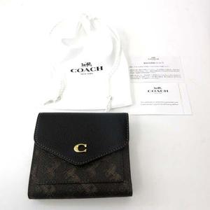 未使用品 コーチ COACH 極美品 二つ折り財布 馬車柄 ゴールド金具