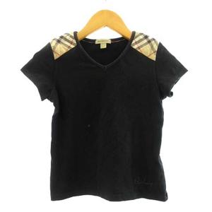 バーバリー BURBERRY 子供服 Tシャツ カットソー トップス ノバチェック 黒 ブラック 10Y 140cm キッズ