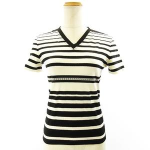 フェンディ FENDI MARE 美品 ストライプ ズッカ柄 Vネック Tシャツ