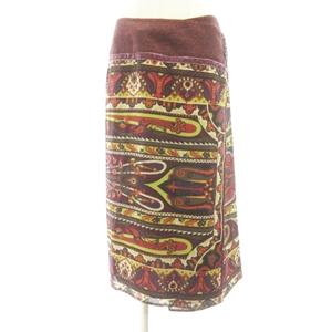 ETRO　エトロ　ラップスカート エトロ ETRO 美品 ウール ラップスカート 巻きスカート 総柄 赤 レッド