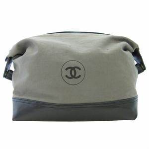 シャネル CHANEL 2WAY ココマーク ポーチ セカンドバッグ 小物入れ レザー グレー 黒 ブラック ●ECO ☆AA★ 0112 レディース