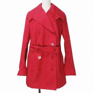 アクアスキュータム AQUASCUTUM ハーフトレンチコート 飾りベルト 赤 レッド ■GY09 X レディース