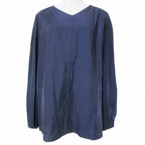 未使用品 ルーニィ LOUNIE タグ付 ブラウス プルオーバー 長袖 Vネック 40 L相当 紺 ネイビー ■GY09 X レディース