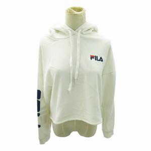 フィラ FILA プルオーバー パーカー フーディ ロゴ プリント ショート丈 F 白 ホワイト 0802 ■MET1 レディース