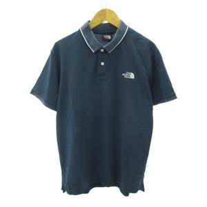 ザノースフェイス THE NORTH FACE ポロシャツ ロゴ 刺繍 半袖 M 青 ブルー 0923 ■YHS5 メンズ