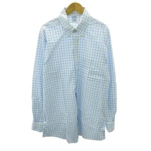ブルックスブラザーズ BROOKS BROTHERS 美品 シャツ チェック柄 長袖 16-33 白 青 ホワイト ブルー 0923 ■YHS5 メンズ