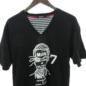 ラブレス LOVELESS A MAN ULTRA 美品 Tシャツ コラボ ボーダー 半袖 黒 ブラック 2 メンズ