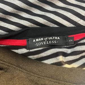 ラブレス LOVELESS A MAN ULTRA 美品 Tシャツ コラボ ボーダー 半袖 黒 ブラック 2 メンズ