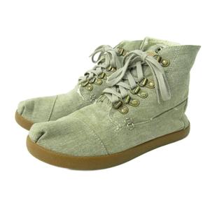 トムス TOMS ブーツ ショート レースアップ 裏ボア 2way フラット W7 グレー レディース