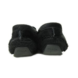 プラダ PRADA ローファー ドライビングシューズ ハラコ レザー 35 22.0cm 黒 ブラック 1030 ☆AA★ レディース