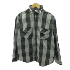 ファイブブラザー FIVE BROTHER ヴィンテージ 70s ヘビネル フランネルシャツ ブロックチェック L 白 ホワイト グレー 1206 メンズ