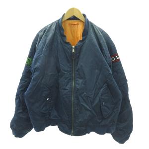 ヴィンテージ VINTAGE MA-1 フライトジャケット ミリタリー 民間 ワッペン バンド XL 紺 ネイビー 1211 メンズ