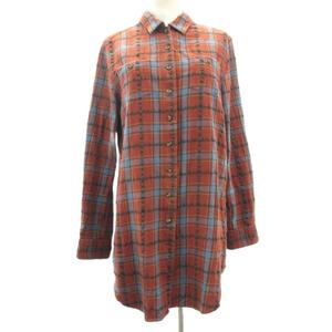 マドモアゼルノンノン mademoiselle NON NON 近年 ガーゼ シャツワンピース チェック 赤 レッド 40 L レディース