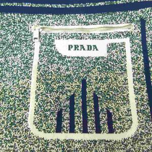プラダ PRADA 美品 2018 ショートパンツ ジップフライ 総柄 ライン 50 白 緑 ホワイト グリーン 0419 ■MNK7 メンズ