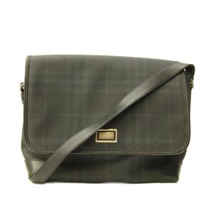 バーバリー ロンドン BURBERRY LONDON ショルダーバッグ チェック柄 ロゴ メタルパッチ レザー 黒 ブラック 0705 レディース