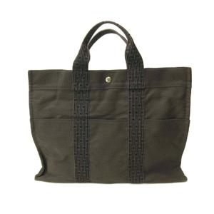 エルメス HERMES エールラインMM Herline トートバッグ キャンバス ライン グレー 0704 ☆AA★ レディース