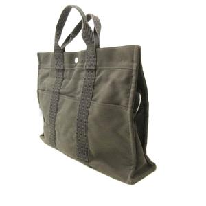 エルメス HERMES エールラインMM Herline トートバッグ キャンバス ライン グレー 0704 ☆AA★ レディース