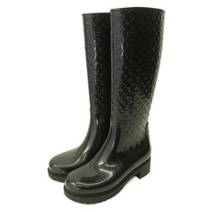 ルイヴィトン LOUIS VUITTON スプラッシュライン レインブーツ モノグラム 総柄 ラバー 35 22.0cm 黒 ブラック 0716 レディース